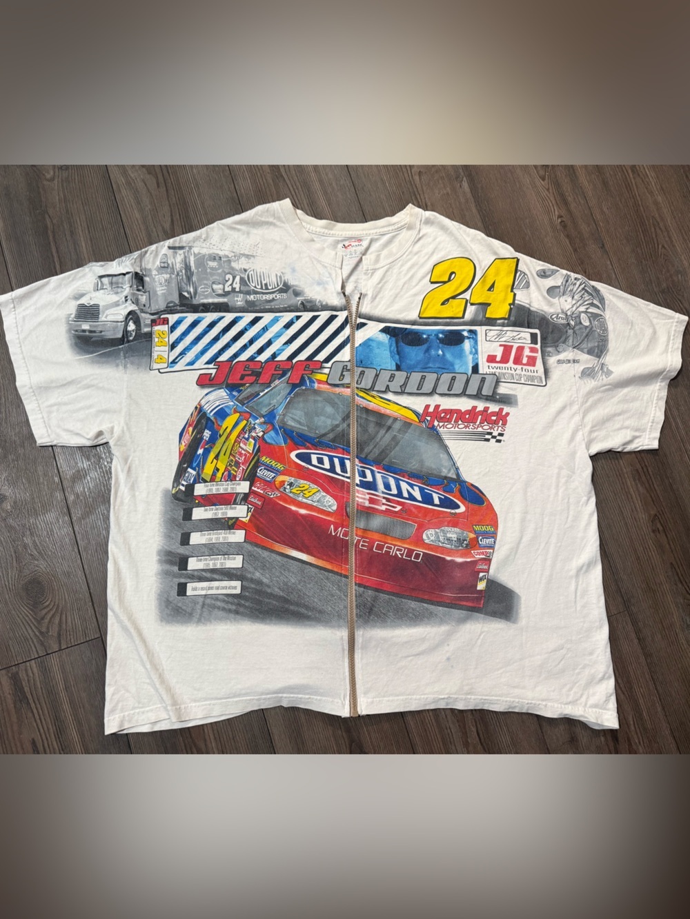 Vintage 2004 Jeff Gordon #24 Dupont NASCAR Chase Authentics AOP Tee 2XL
